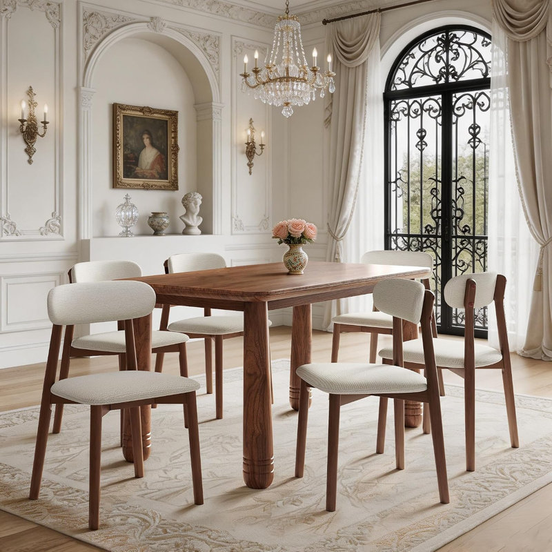 Chaise d'appoint rembourrée en bois massif