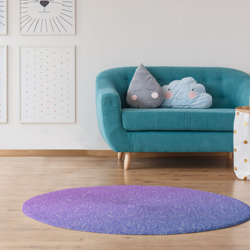 Tapis bleu / mauve Ombre Ditsy, Rond 5 pi