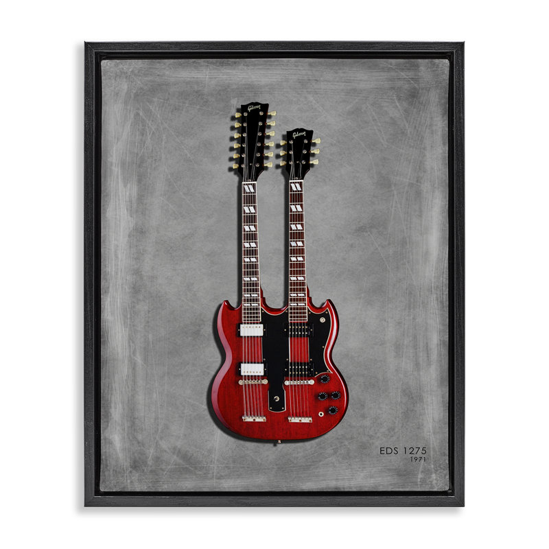 Cadre flottant rouge à double manche pour guitare, design par Mark Rogan, Cadre flottant noir de jais, H 31 po x l 25 po