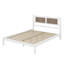 Structure de lit plateforme en bois pour grand lit avec tête de lit en rotin naturel