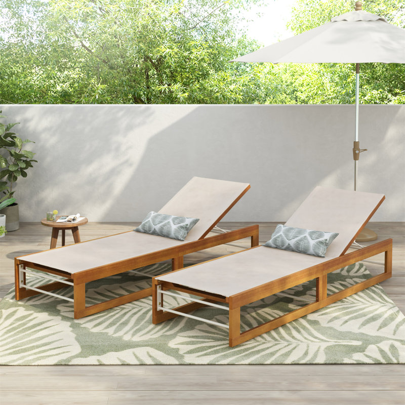 MIA CHAISE LUNGE (ensemble de 2), Teck / beige, 2