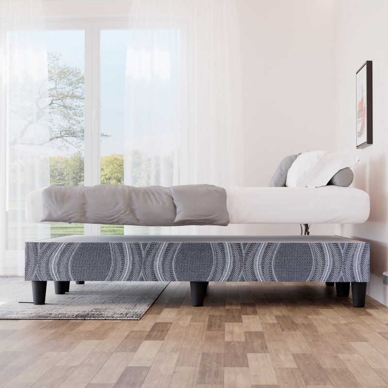 Wood Box Spring/Foundation With Legs For Mattress Support, Heavy-Duty Structure, Fully Assembled, No Need For Bed Frame, Queen, Black