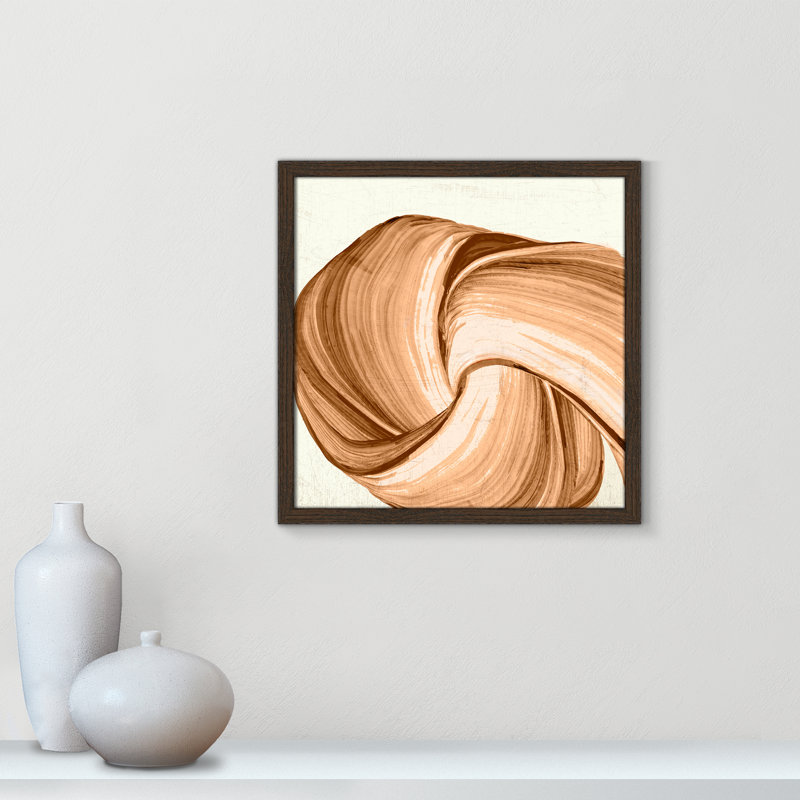 Orange Tango I imprimé par , L 17 po x H 17 po, Impression encadrée, Grain de bois noyer