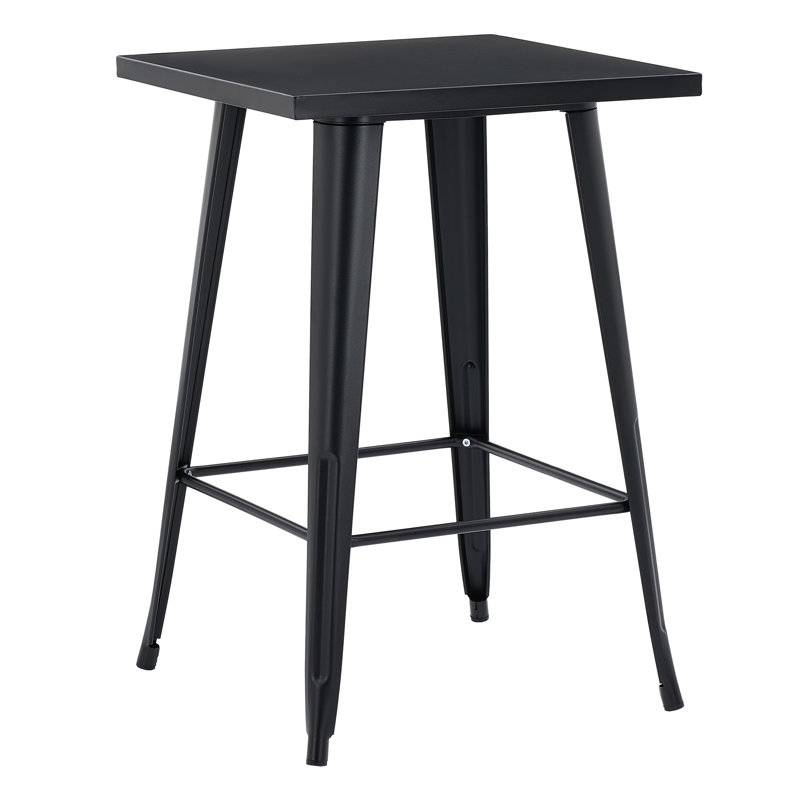 Modern Rectangular Dining Table with Powder-Coated Metal Frame and Support Bars