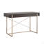 Bureau en bois gris anthracite avec pieds en X dorés