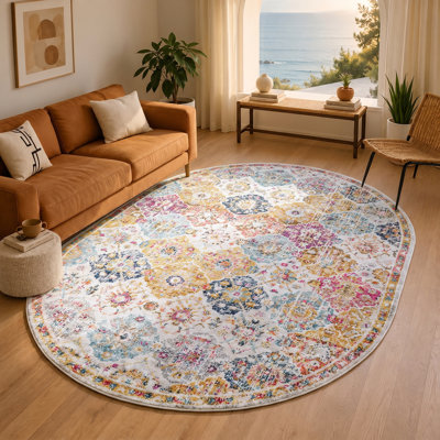 Sterne Machine Woven Beige/Blue/Orange/Pink/Teal/Yellow Indoor Rug