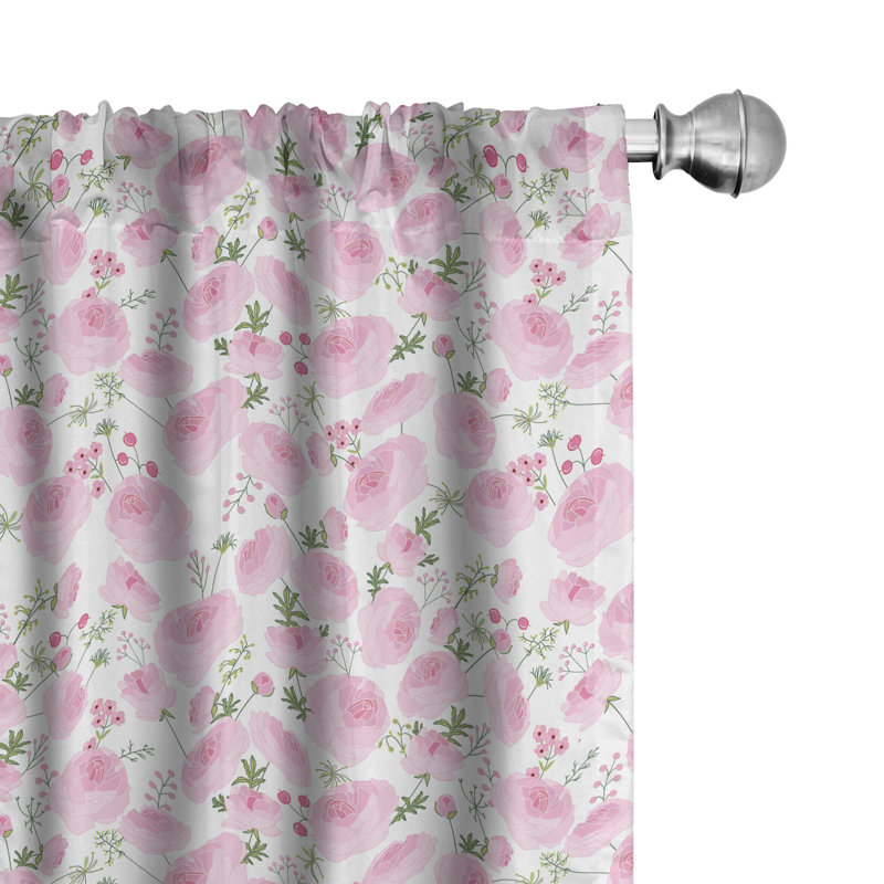 Floral Semi-Sheer Rod Pocket Curtain Panels, 28" x 63"