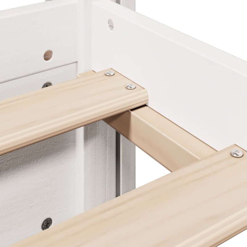 Bed Frame With Headboard Without Mattress White, 100cm x 208cm