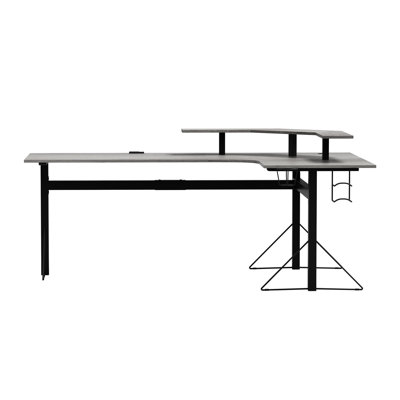 Core Gaming L-Shape Desk with Built-In Power Strip and USB Ports plus Monitor Stand