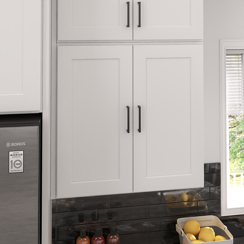 Armoire de cuisine murale Furinno à 2 portes et 2 tablettes, prête à assembler, P 12 po x l 30 po x H 30 po, blanc, 30", 30"