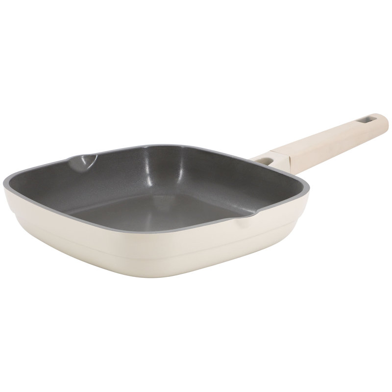 Gibson Elite Lancaster 10.2 Inch Ceramic Nonstick Aluminum Square Frying Pan in Beige, 10.2"