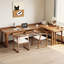 Bureau moderne en L en bois massif avec tiroirs-378592093