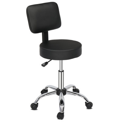 Backed Adjustable Height Ergonomic Lab Stool with Footring Wheels