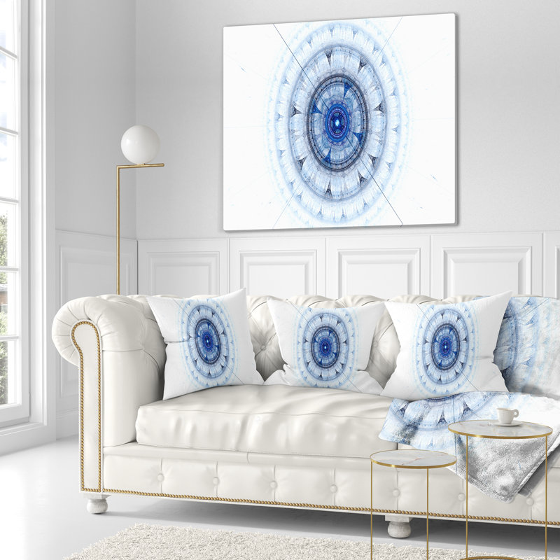 Cabalistic Fractal Sphere - Coussin imprimé abstrait, 16 po x 1 po, Coussin décoratif, Bleu