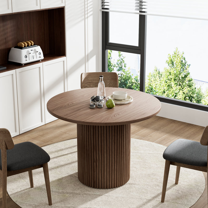 Table de salle à manger à piédestal, H 29,9 po x L 41,7 po x l 41,7 po, Noyer