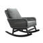 Chaise berçante spacieuse grise avec coussins confortables et base en fer pour la vie en plein air