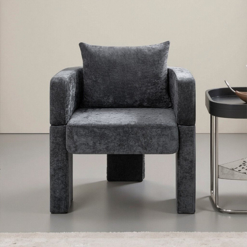 Fauteuil d'appoint en chenille à 3 pieds, coussin doux et amovible, capacité de 260 lb, Noir