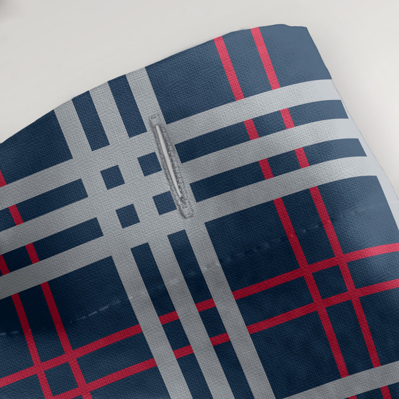 Plaid Shower Curtain Set, Bleu nautique / rouge / argent nouveau siècle