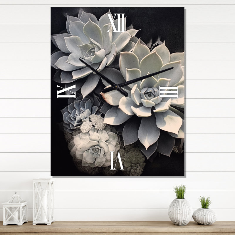 Gris gris blanc résilience - Horloges murales florales, Petit