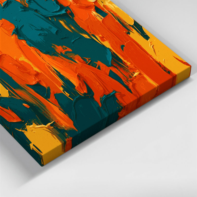 Abstrait couleur champ 54, art sur toile orange, H 14 po x l 11 po