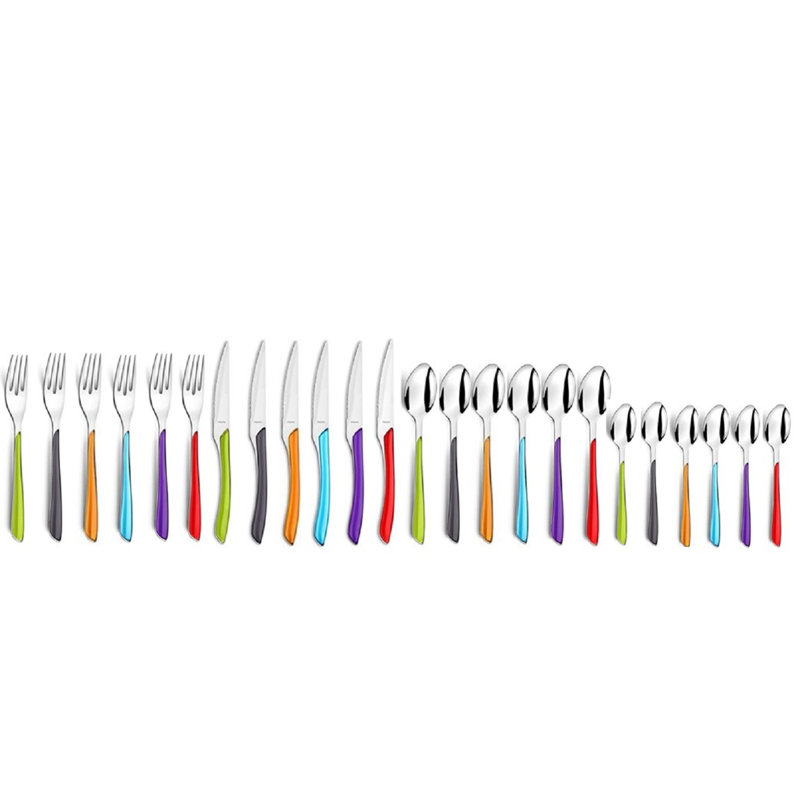 Amefa 18/0 Stainless Steel ECLAT Kaleidoscope Cutlery Set 24 Pieces for 6 People Multicoloured