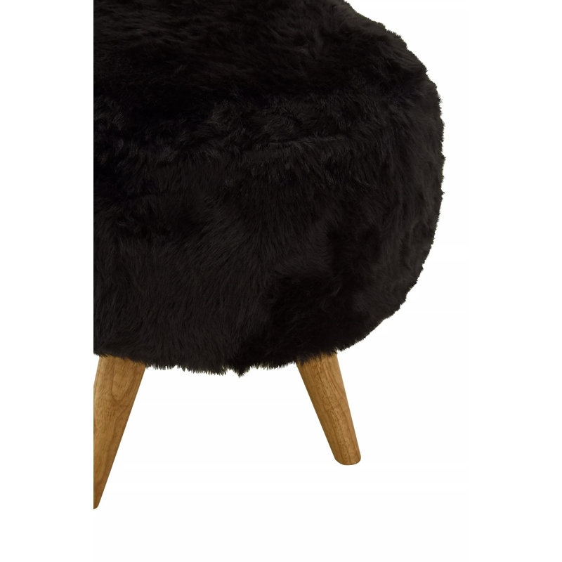 Mariam 41cm Wide Round Solid Colour Standard Ottoman, Black
