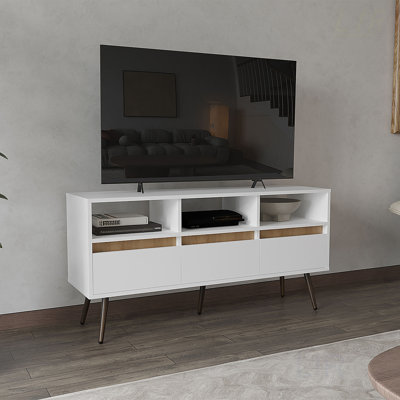 Meuble télé Aranjuez de 47 po de largeur avec beaucoup de rangement, idéal pour la vie moderne et les espaces de divertissement, meuble télé