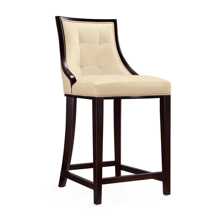 Upholstered Counter Stool with Solid Wood Frame