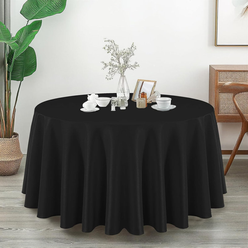 Nappe ronde en polyester lavable et imperméable 1 pièce pour tables rondes de salle à manger, résistante aux taches et aux éclaboussures