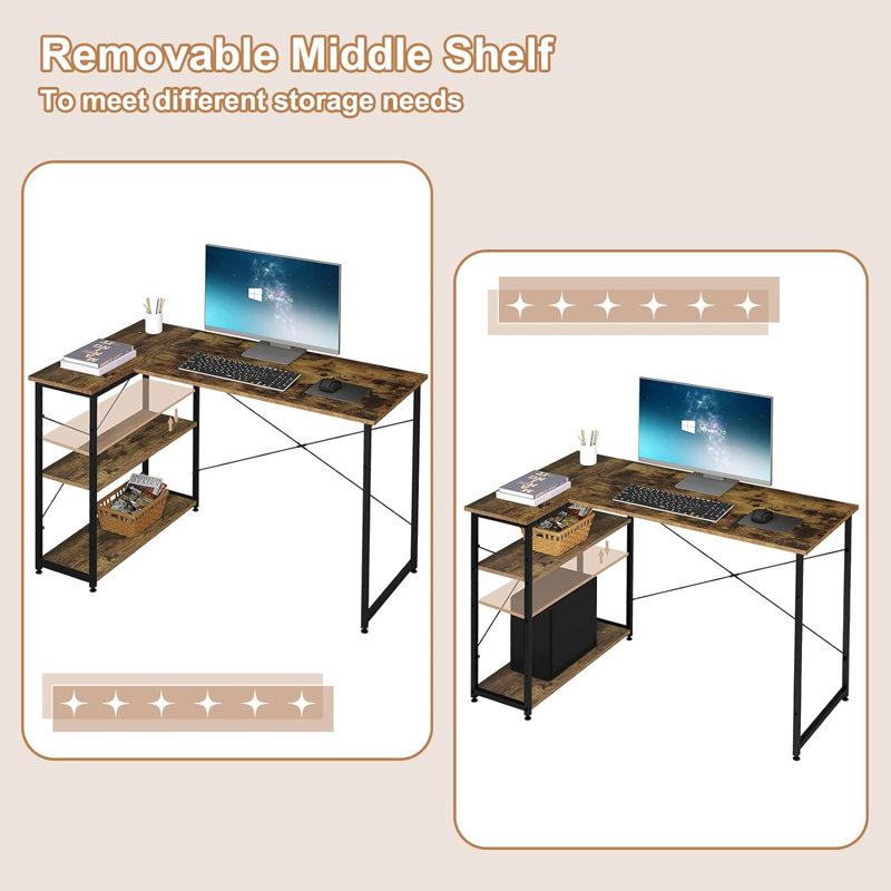 Addien 120 W Desk, Brown/Black