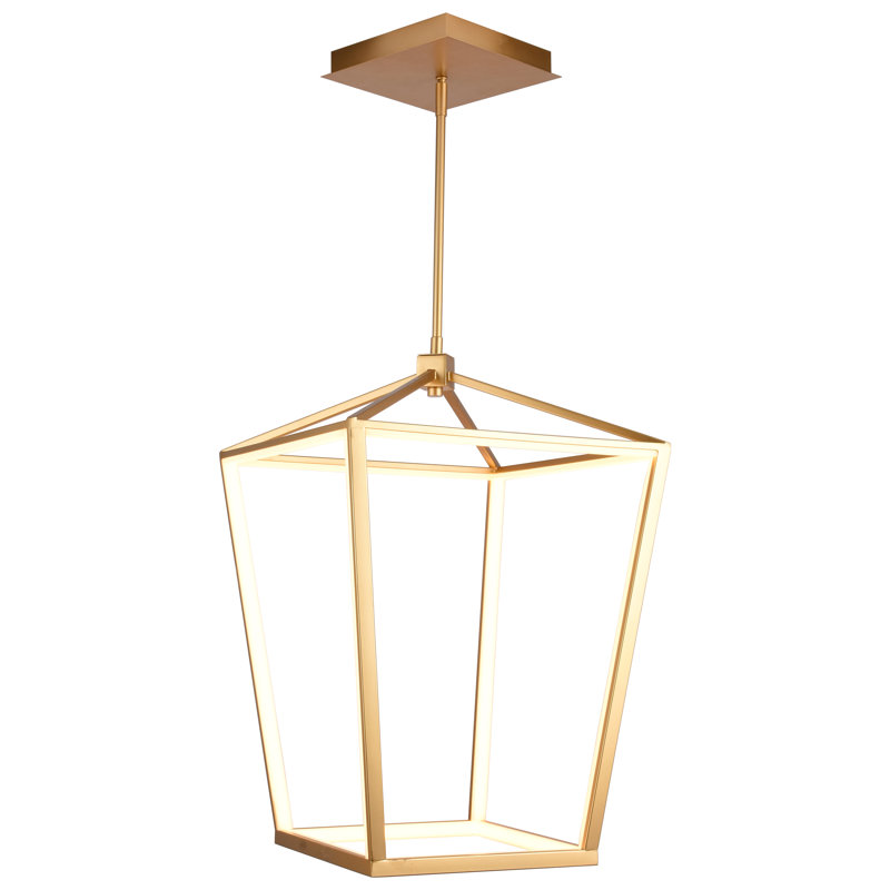 Lollar 1 - Light LED Lantern Pendant, Gold, 27" H x 17" W x 17" D