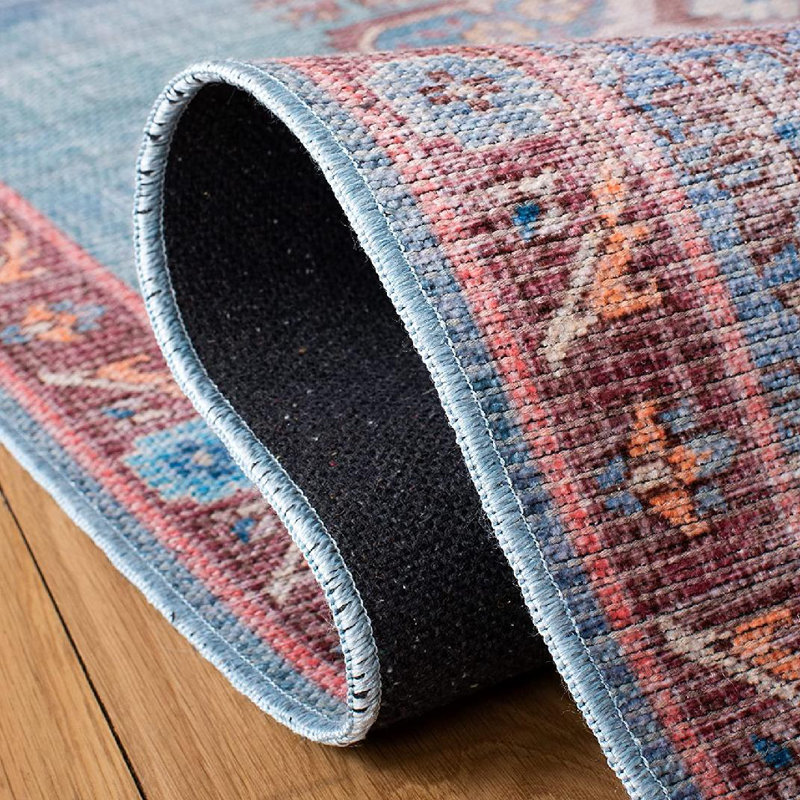 Tapis oriental bleu / brun, Carré 6 pi 7 po
