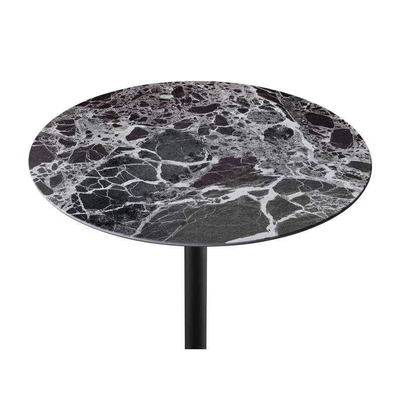 Table de bout Orbit 15,5 po avec plateau en marbre texturé à hauteur ajustable, Noir
