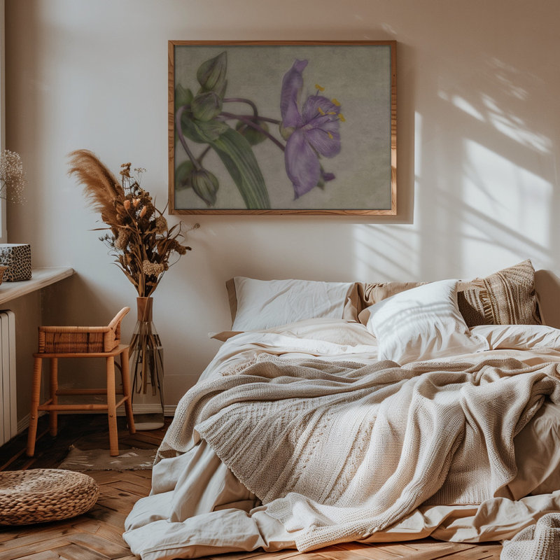 "Mauve fleur", art mural texturé encadré, Blanc, H 10 po x l 14 po