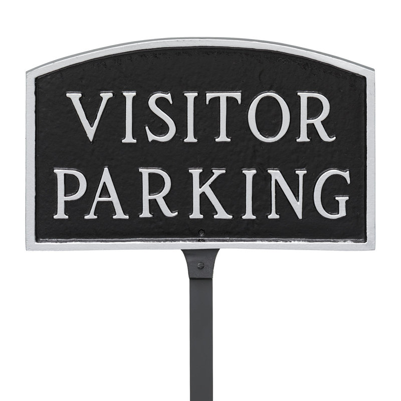 Enseigne standard pour visiteurs, Noir / argent, H 5,5 po x l 9 po