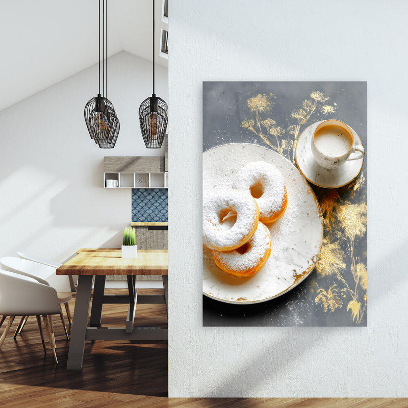 «Elegant Donuts And Coffee», art mural contemporain classique élégant, H 60 po x l 40 po