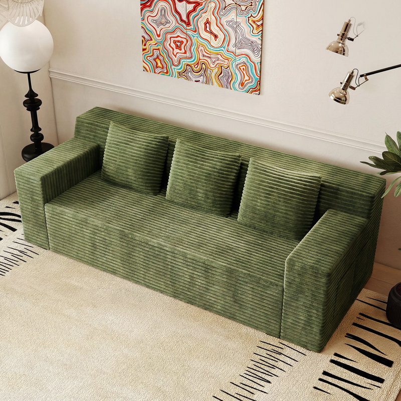 Ensemble de canapé modulaire en velours côtelé désossé de 71 pouces avec sièges profonds, aucun assemblage requis pour le salon ou la chambre à coucher