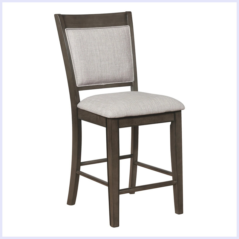 Ensemble de tabourets de bar rembourrés en tissu avec dossier, pieds en bois, Gris clair