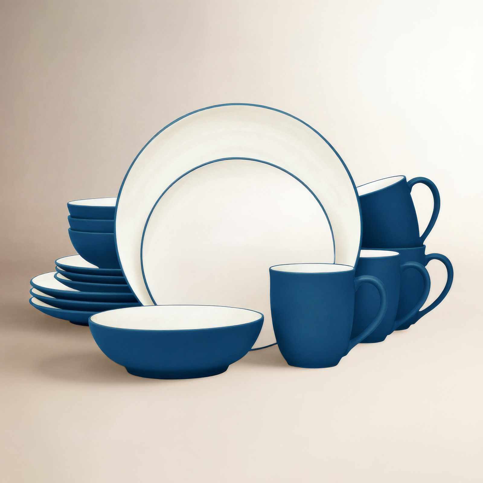Colorwave Stoneware Dinnerware Set - Service for 4, Blue