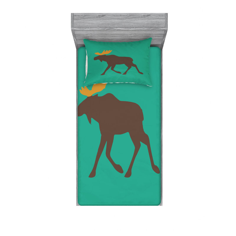 Ensemble de draps Moose with Antler, Ensemble de draps pour lit simple avec 1 taie d'or