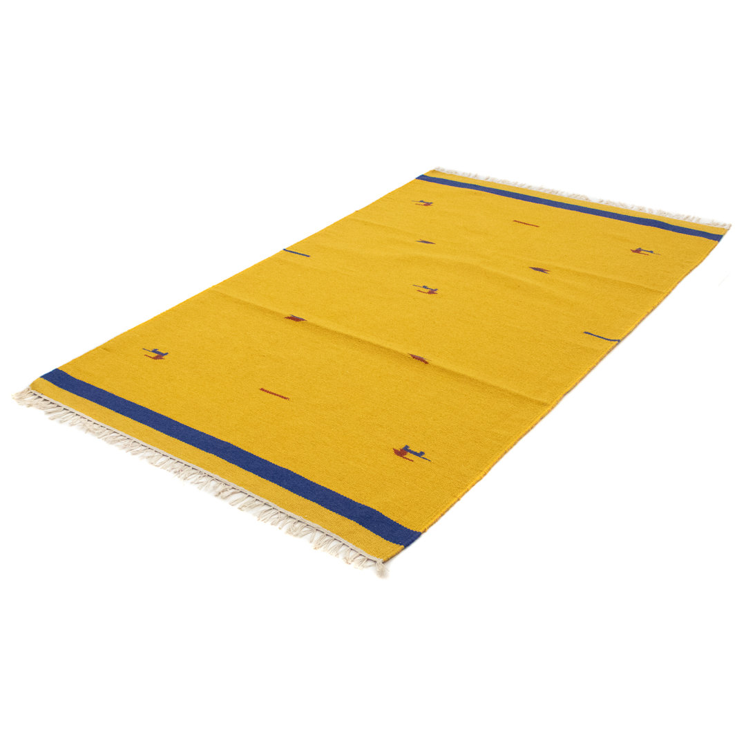Handmade Kilim Wool Yellow Indoor/Outdoor Rug