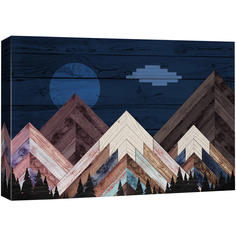 «Western Wood Effect Landscape», «Western Wood Effect Decor Woodblock Night Mountain Range Nature Wilderness Landscape» sur