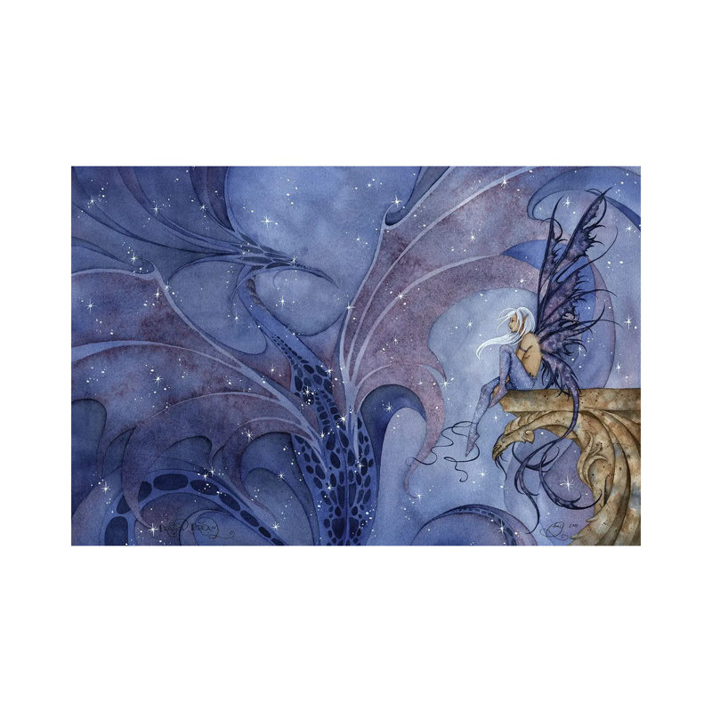 Dragon Dream par Amy Brown - reproduction d'art sur toile tendue, H 12 po x l 18 po x 1,5 po