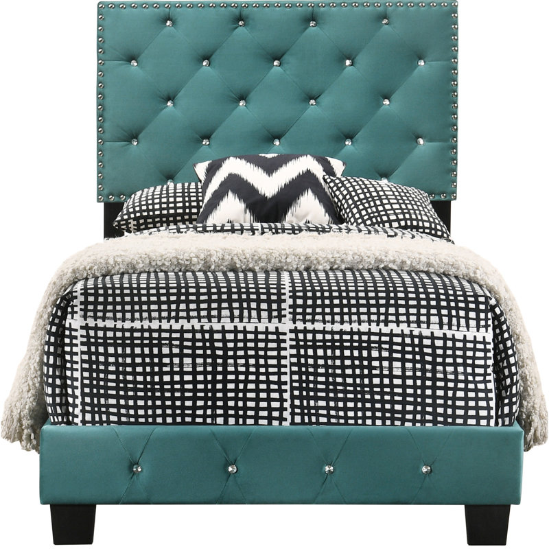 Charmant lit simple en velours captivant pour un repos relaxant