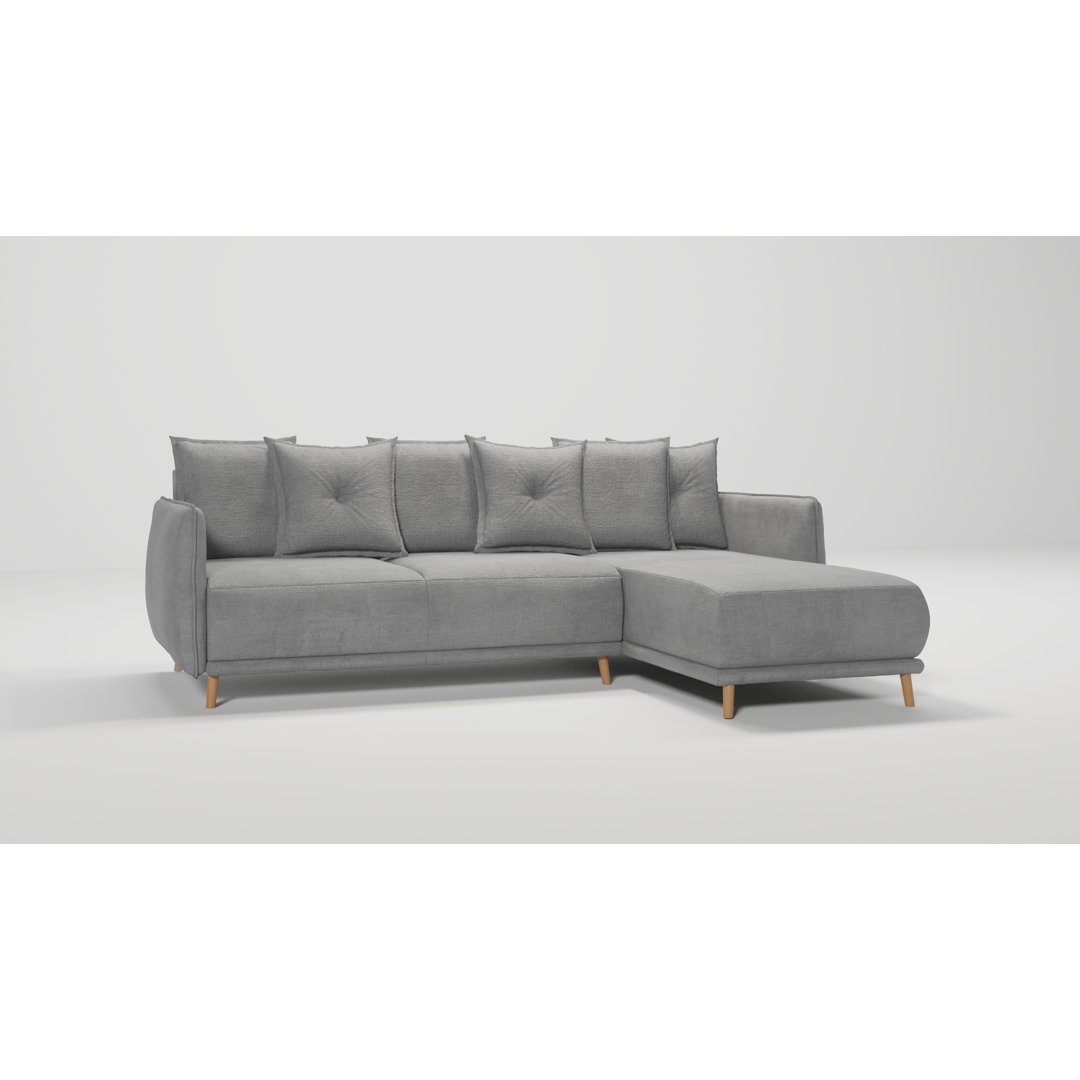 Ecksofa Edvard mit Schlaffunktion Und Bettkasten In Scandinavischem Design mit Holzfüßen aus Luxusmicrofaser