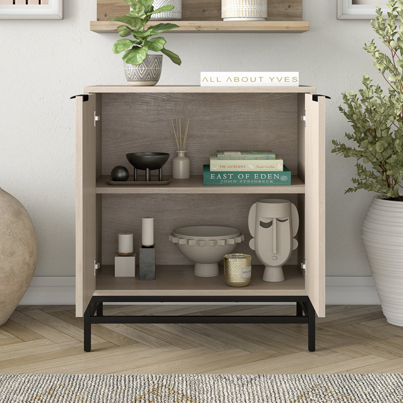 Demello 28" Wide Rectangular Accent Cabinet in Alder, White