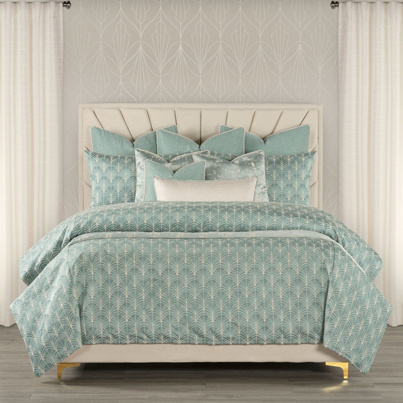 Ensemble de housse de couette et insert At At Gate Art Deco, Bleu mer, Housse de couette très grand et insert + 10 pièc