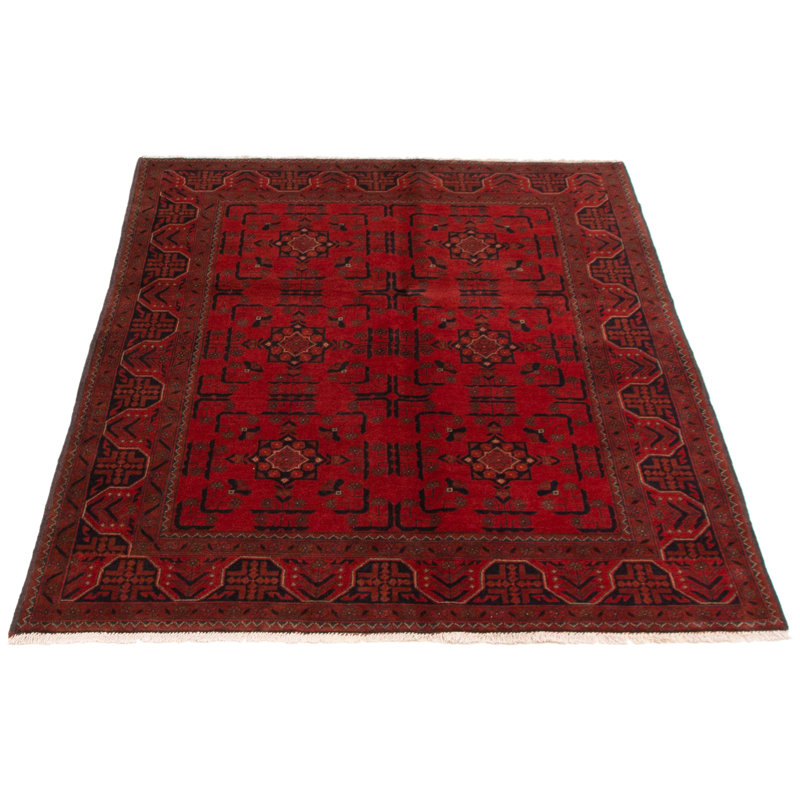 Tapis rouge foncé Finest Khal Mohammadi 5 pi 0 po x 6 pi 6 po