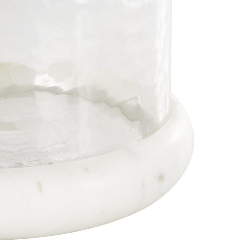 Electra cole and grey glass pillar candle holder with white marble base Perry, H 12,75 po x l 9,2 po x P 9,2 po