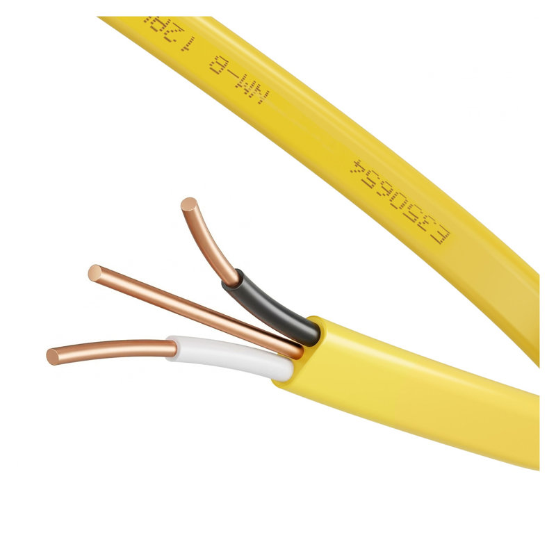 Fil électrique de 100 pi 12/2 NP-B avec câble de cuivre recouvert de PVC jaune pour le câblage intérieur résidentiel